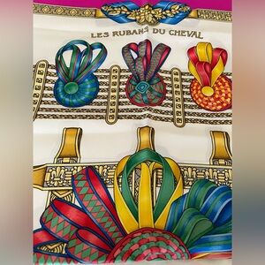 HERMES Les Rubans Du Cheval 100% Silk Scarf Joachim Metz 1988-93
